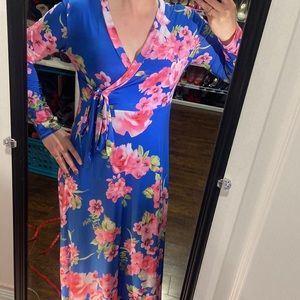 Bright blue floral maxi